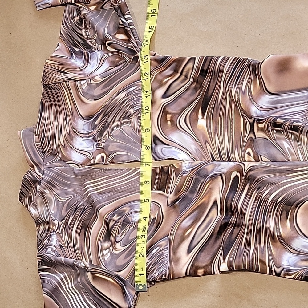 Unbranded Unsized Bodysuit, Brown, Tans and White Swirl / Poured Pattern - Picture 8 of 15